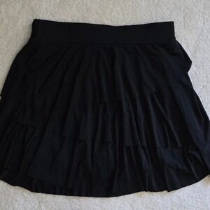 Black Tiered Ruffle Skort Sz XL Athleisure Flowy Mini Skirt w/ Built-in Shorts